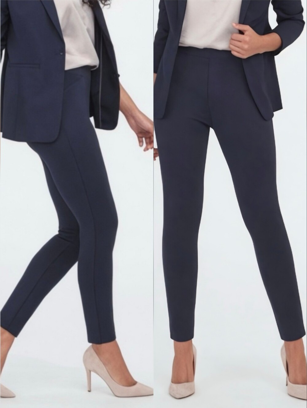 SPANX The Perfect Ankle Pant In Blue Ponte Knit Pull On High Rise Size Large